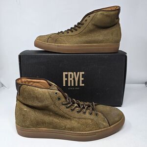 Frye Boots Mens Walker Midlace High Top Suede Leather Shoes Chestnut‎ Size 10.5
